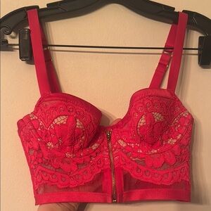 Victoria's Secret Red Lace Bustier Bra
